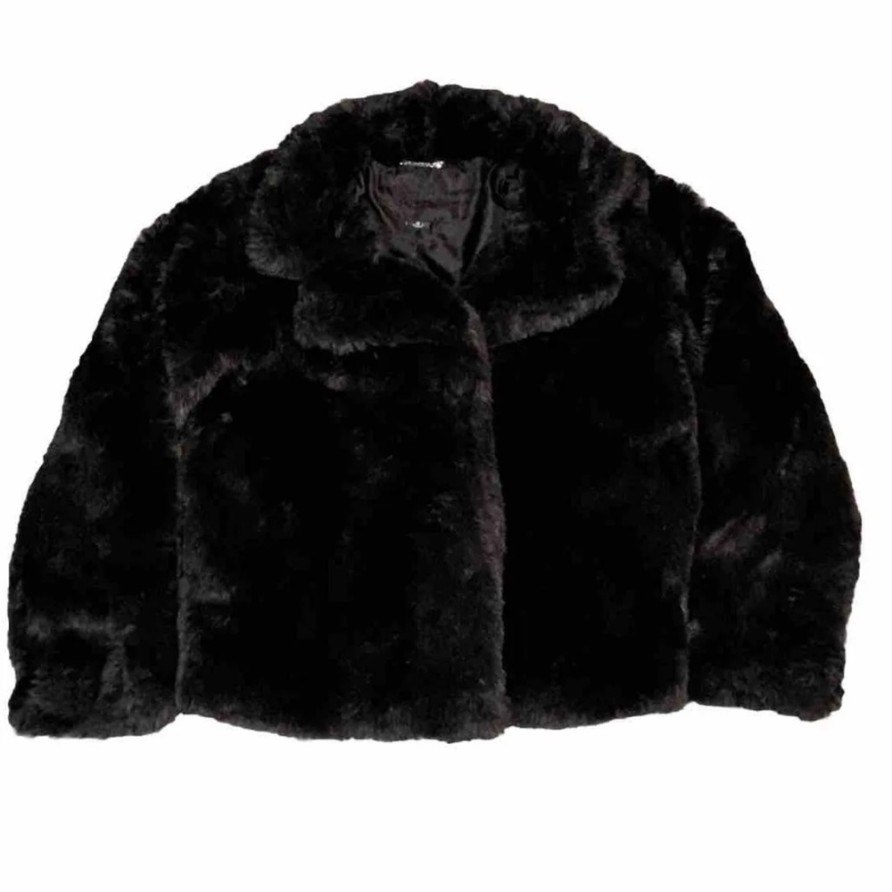 JOUJOU Women's Faux Fur Jacket, Stylish & Trendy Coat Black Sz S Holiday Winter
